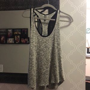 Evereve Racer Back tank top gray with black piping
